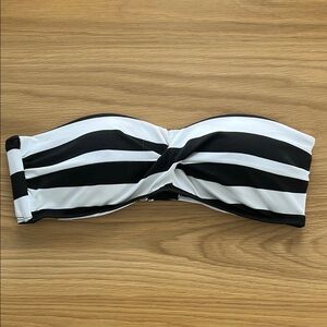 Black and White Striped Bandeau Top